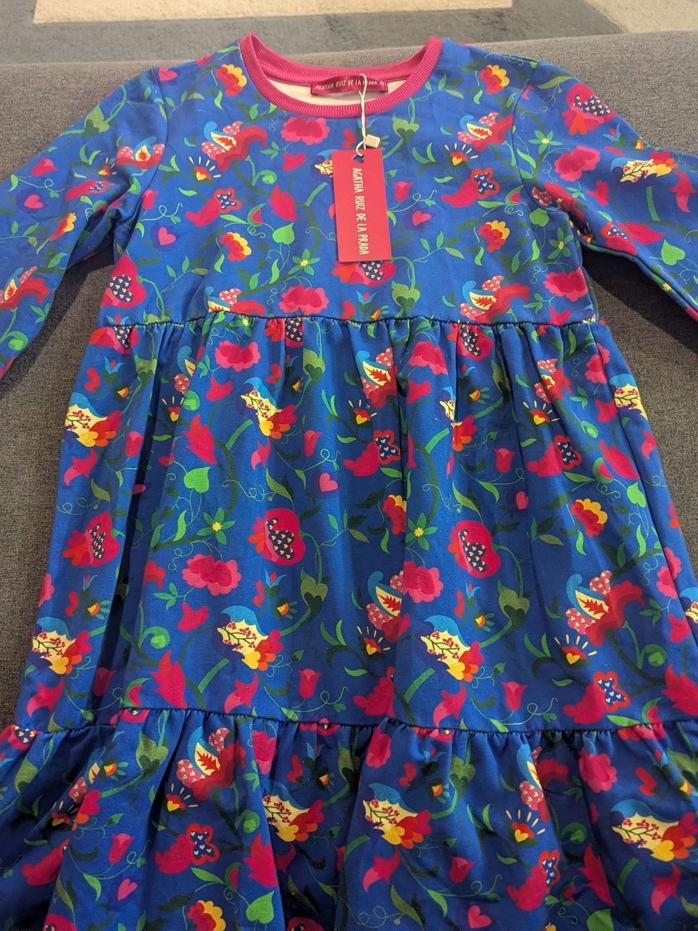 Agatha Ruiz De La Prada Blue Dress with Pink, Red, Yellow & Green Floral Print